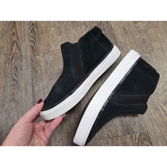 Toms Bryce Black Leather Suede Pull On Rounded Toe Low Top Sneakers Shoes 7.5 - Picture 3 of 9